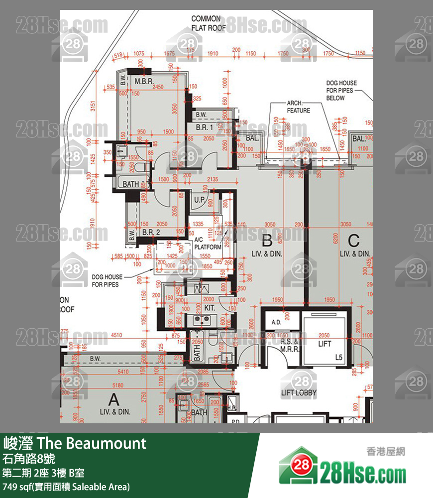 峻瀅 第二期2座3樓 B室 平面圖