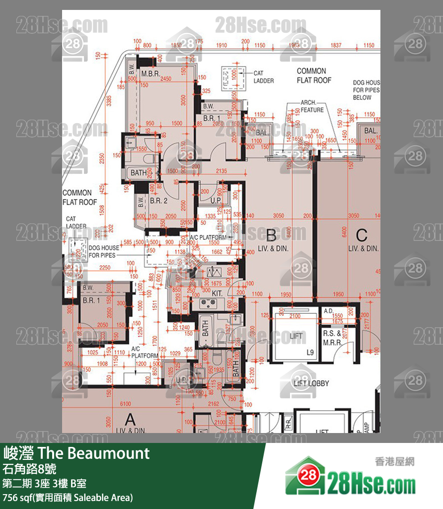 峻瀅 第二期 3座 3樓 B室 平面圖