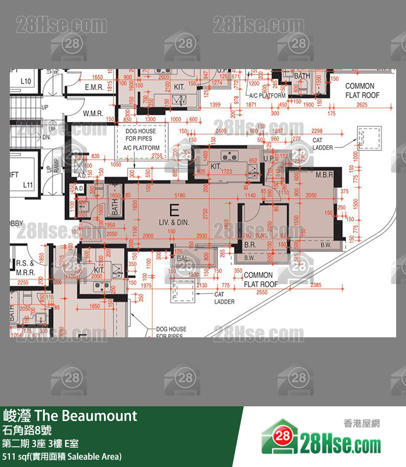 峻瀅 第二期3座3樓 E室 平面圖