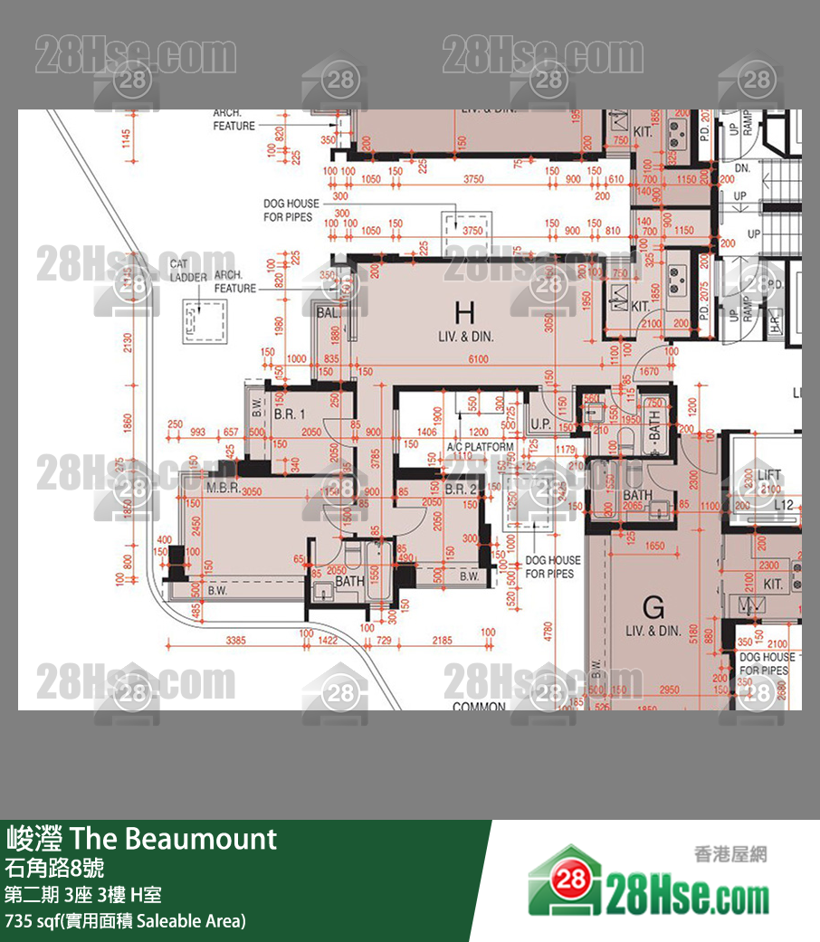 峻滢 第二期 3座 3楼 H室 平面图