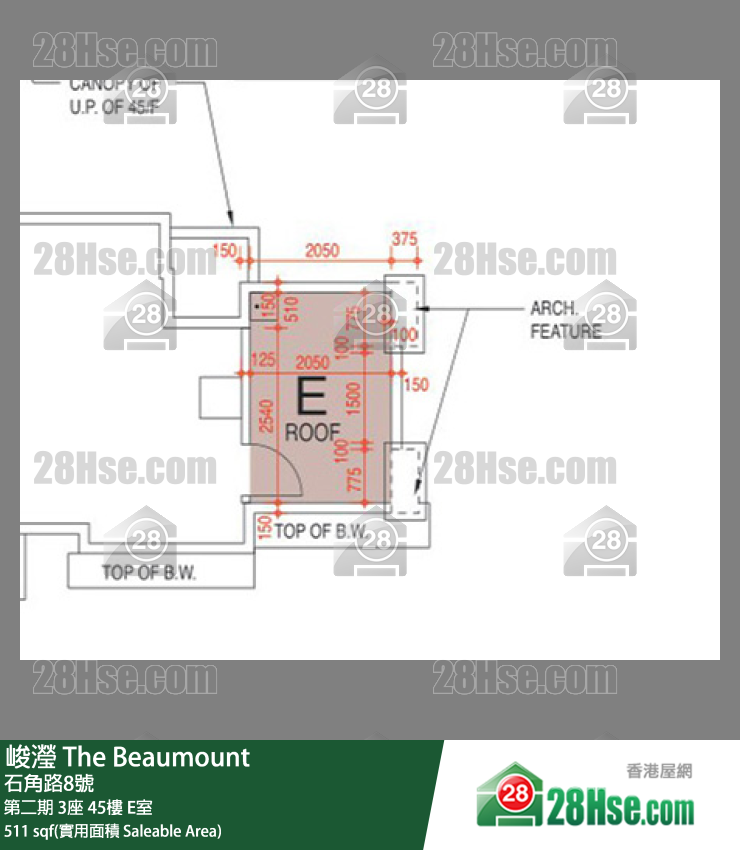 峻瀅 第二期3座45樓 E室 平面圖