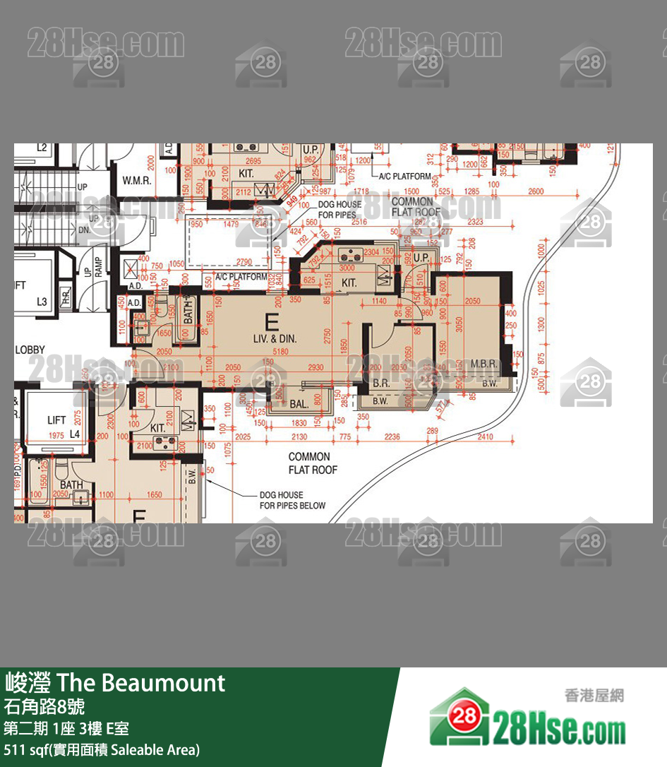 峻瀅 第二期1座3樓 E室 平面圖