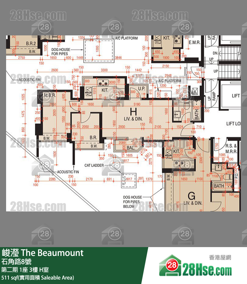 峻瀅 第二期 1座 3樓 H室 平面圖