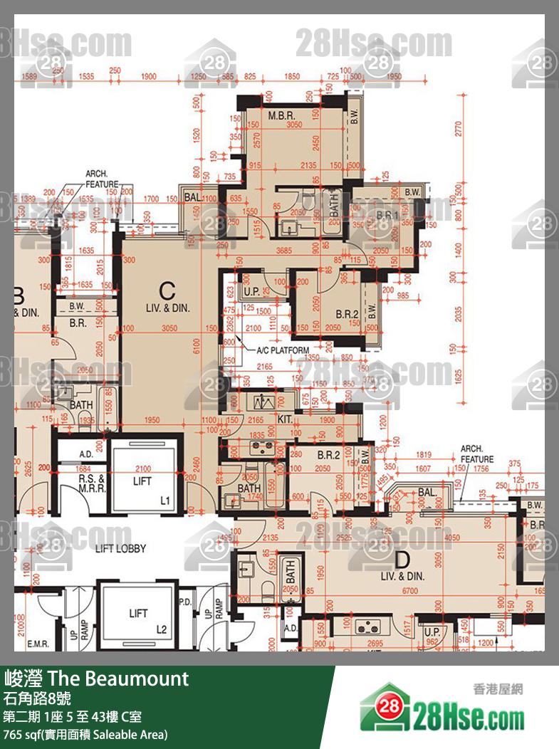 峻瀅 第二期1座8樓 C室 平面圖