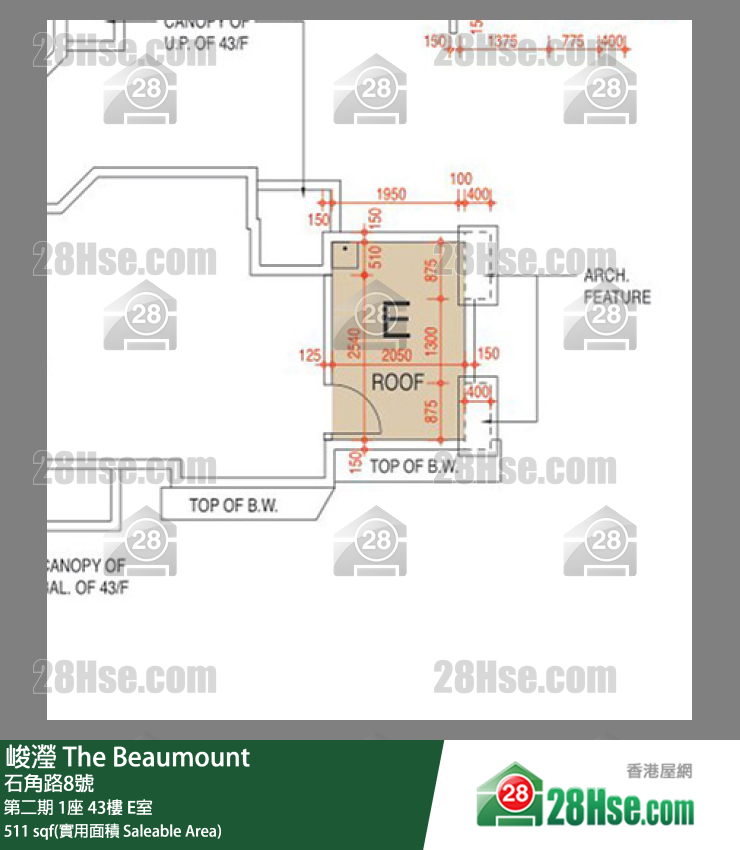 峻滢 第二期 1座 43楼 E室 平面图