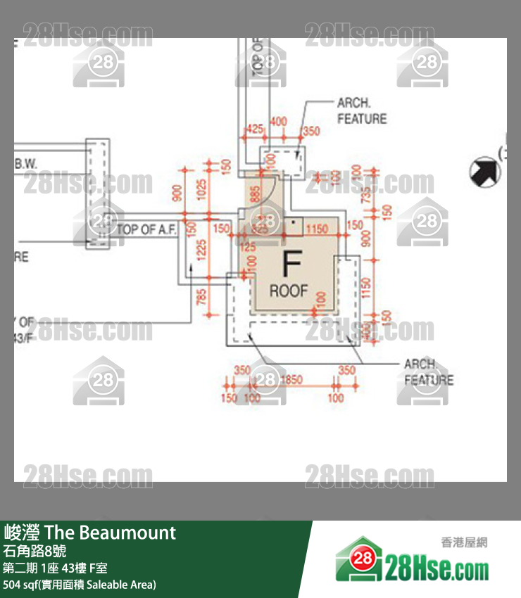 峻瀅 第二期 1座 43樓 F室 平面圖
