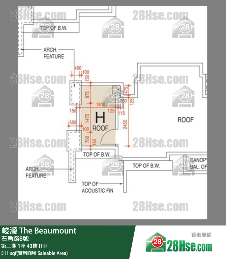峻瀅 第二期1座43樓 H室 平面圖