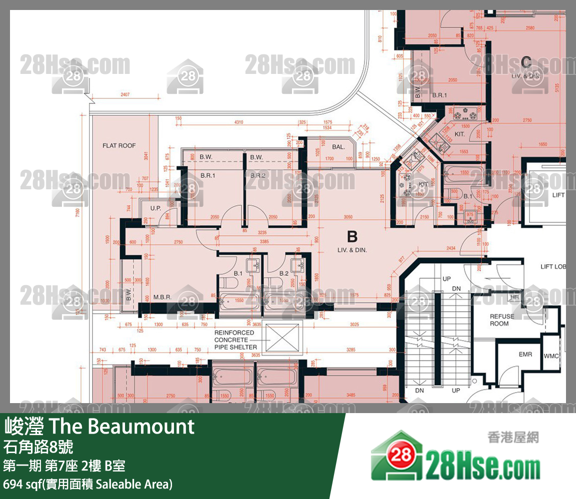 峻瀅 第一期第7座2樓 B室 平面圖