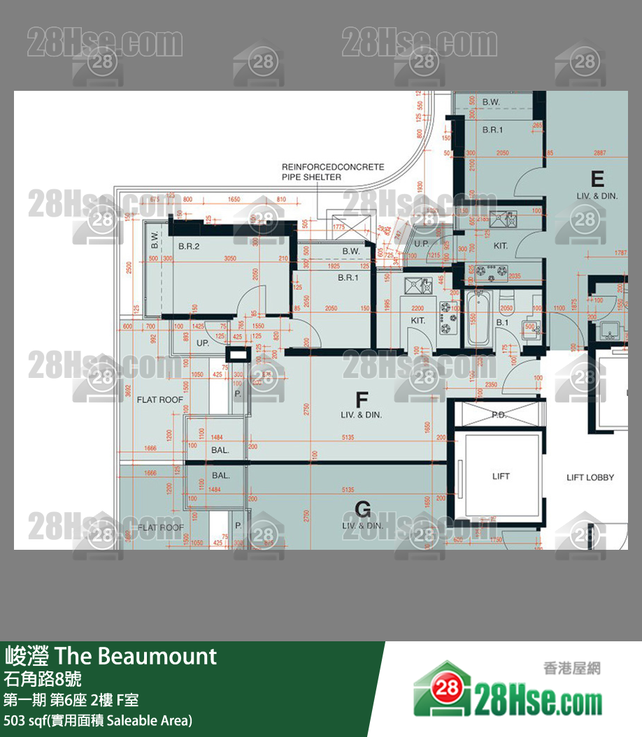 峻滢 第一期第6座2楼 F室 平面图