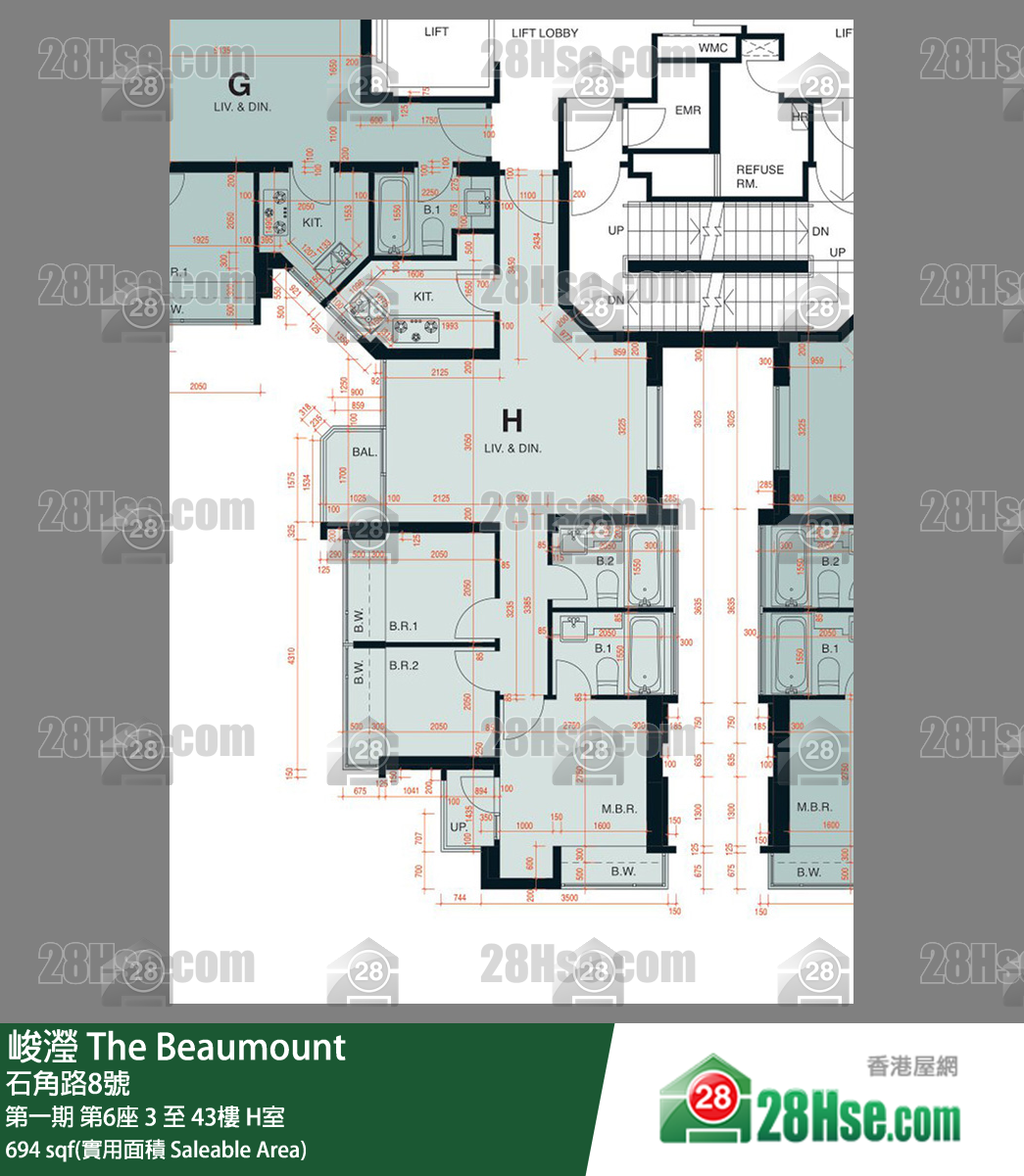 峻瀅 第一期第6座17樓 H室 平面圖