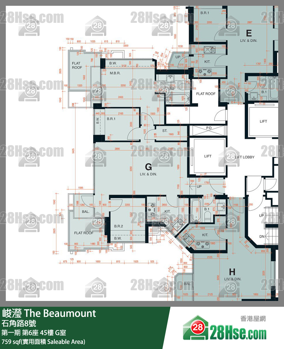峻滢 第一期第6座45楼 G室 平面图