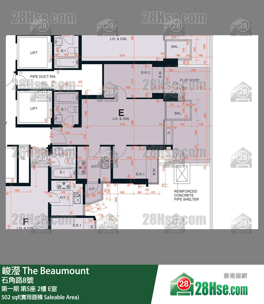 峻瀅 第一期 第5座 2樓 E室 平面圖