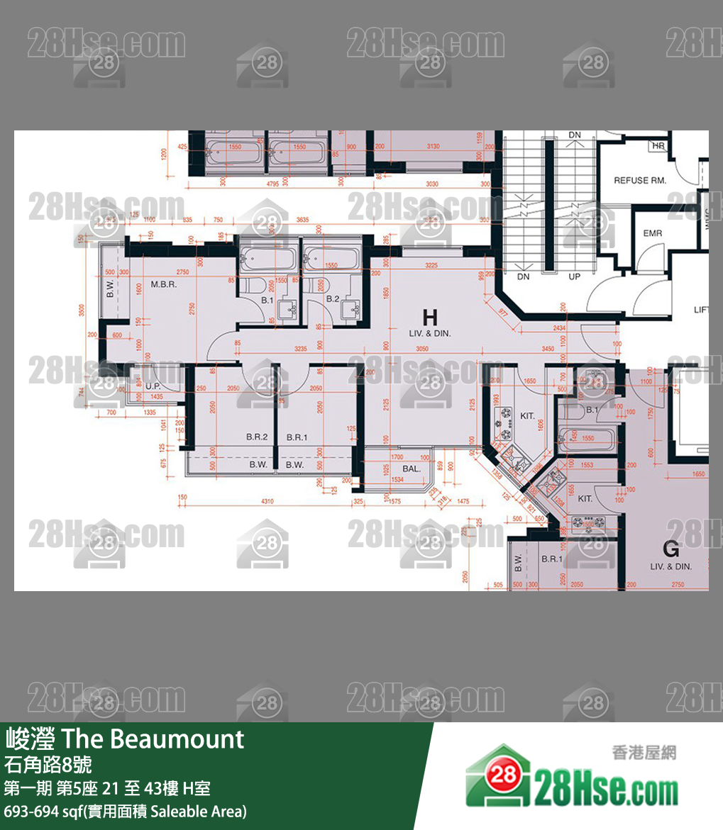 峻瀅 第一期第5座41樓 H室 平面圖