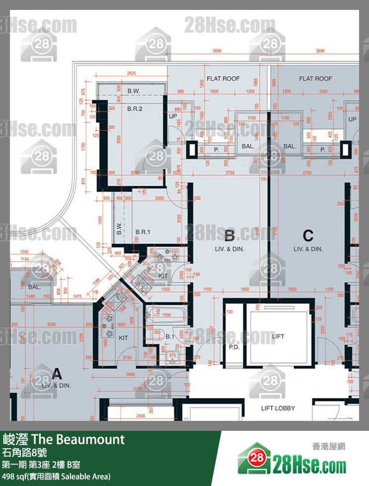 峻滢 第一期第3座2楼 B室 平面图