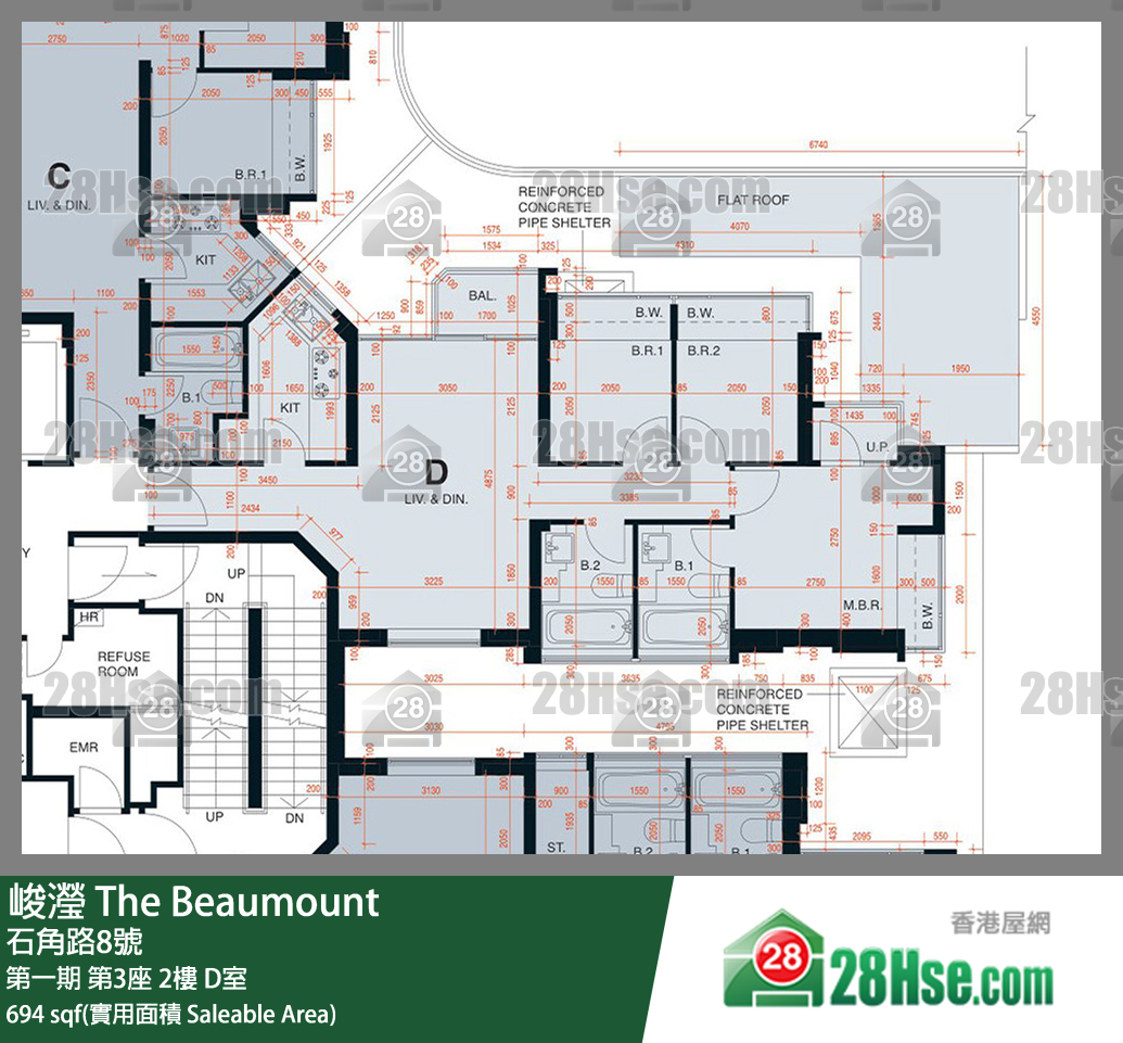 峻滢 第一期第3座2楼 D室 平面图