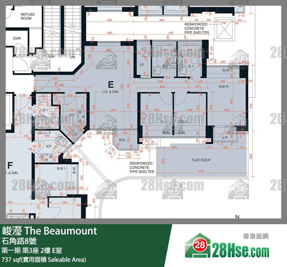 峻瀅 第一期第3座2樓 E室 平面圖