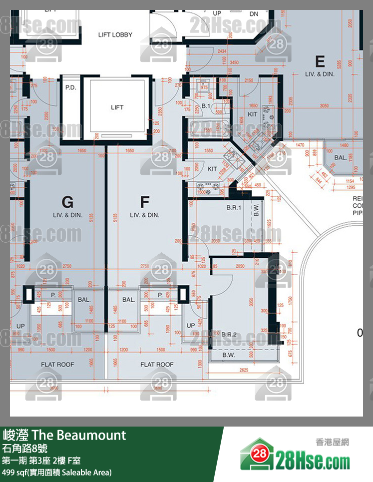 峻滢 第一期第3座2楼 F室 平面图