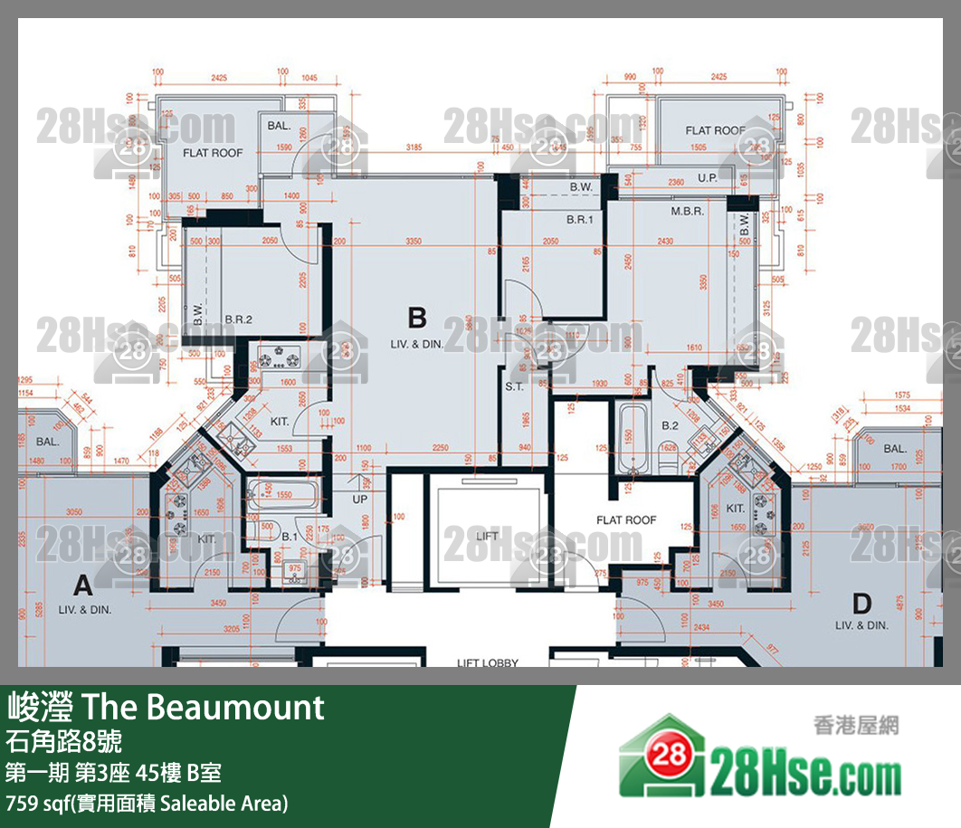 峻瀅 第一期第3座45樓 B室 平面圖