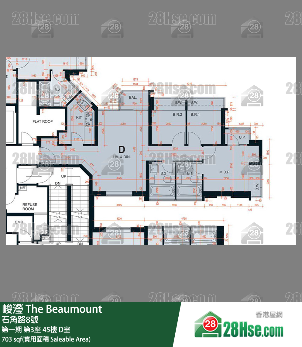 峻瀅 第一期第3座45樓 D室 平面圖