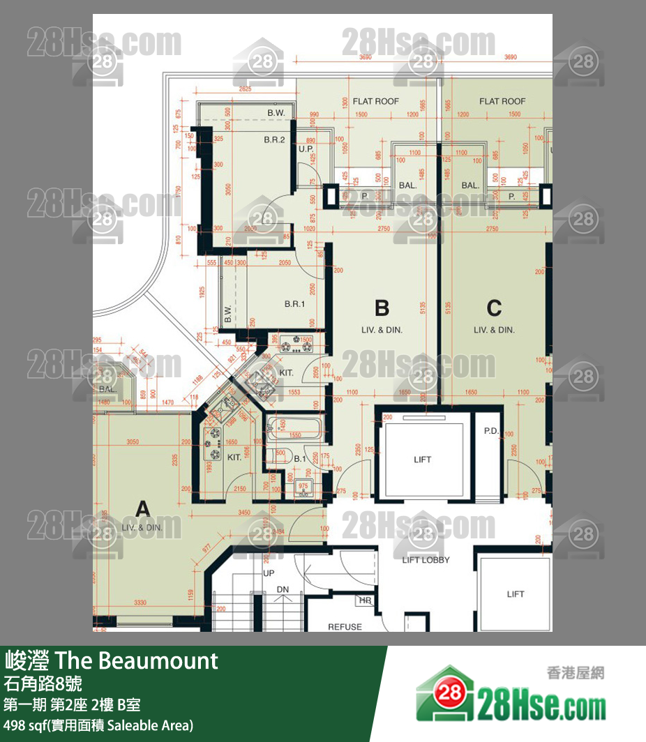 峻瀅 第一期第2座2樓 B室 平面圖