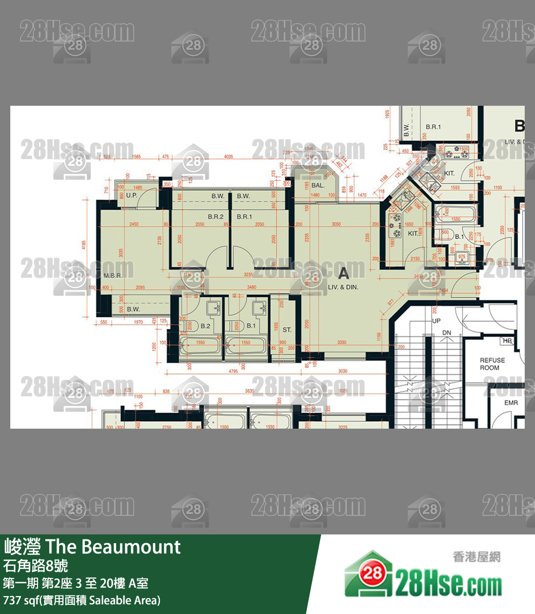 峻瀅 第一期 第2座 8樓 A室 平面圖