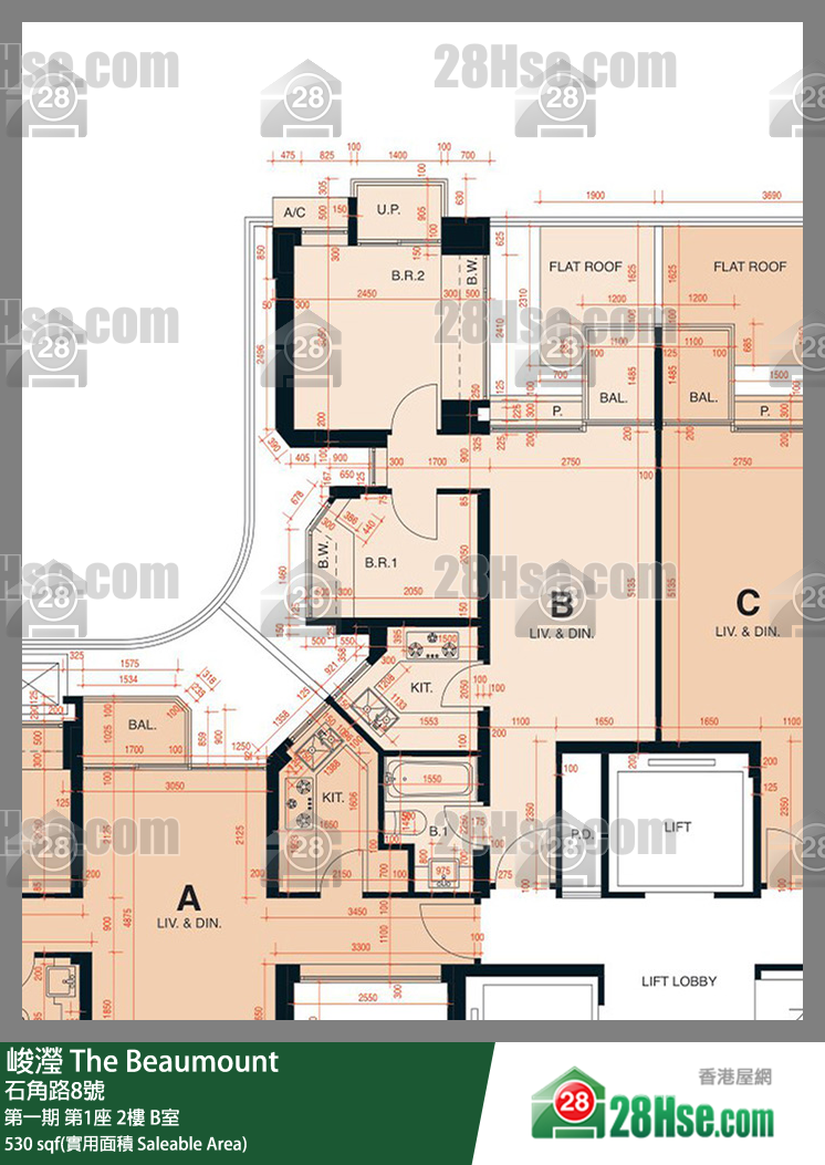 峻瀅 第一期 第1座 2樓 B室 平面圖