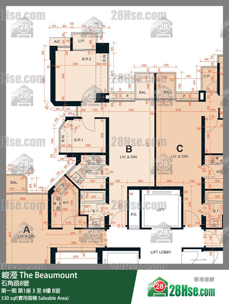 峻瀅 第一期第1座7樓 B室 平面圖
