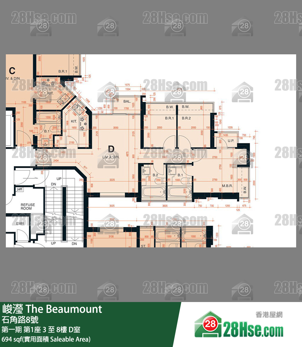 峻瀅 第一期 第1座 3樓 D室 平面圖
