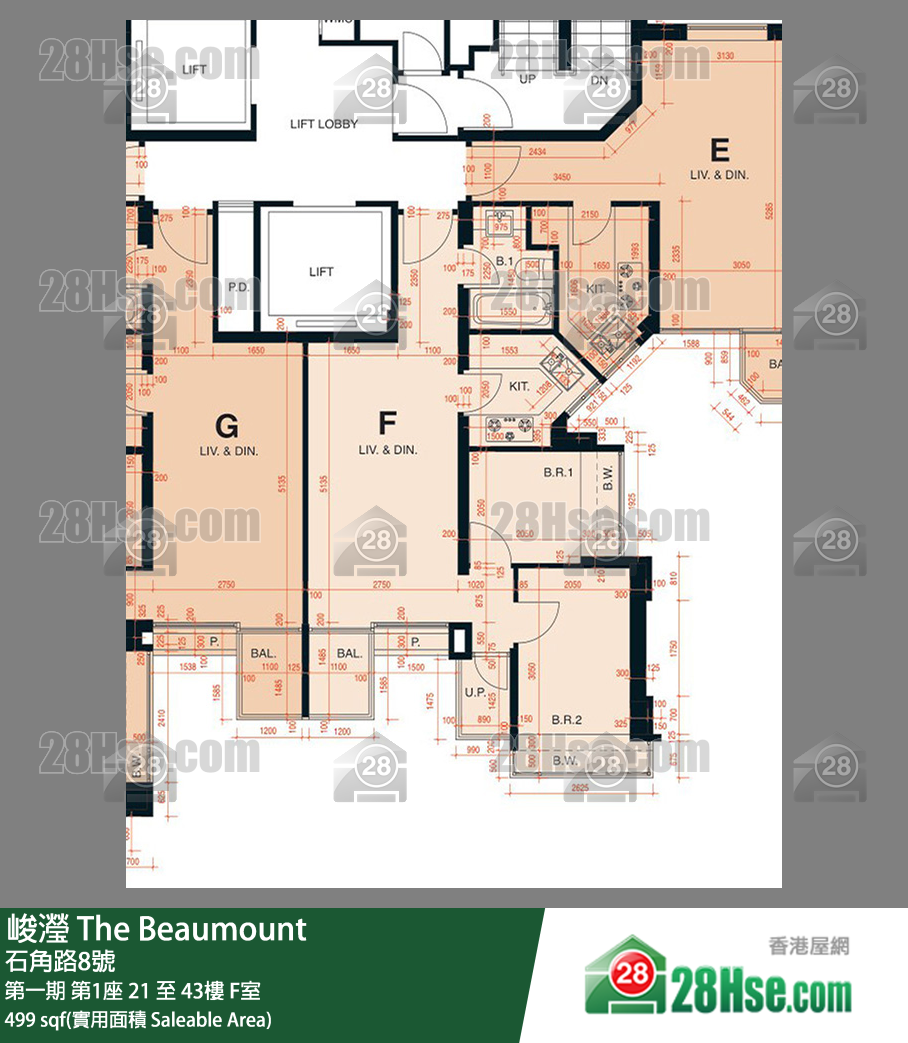 峻瀅 第一期第1座43樓 F室 平面圖