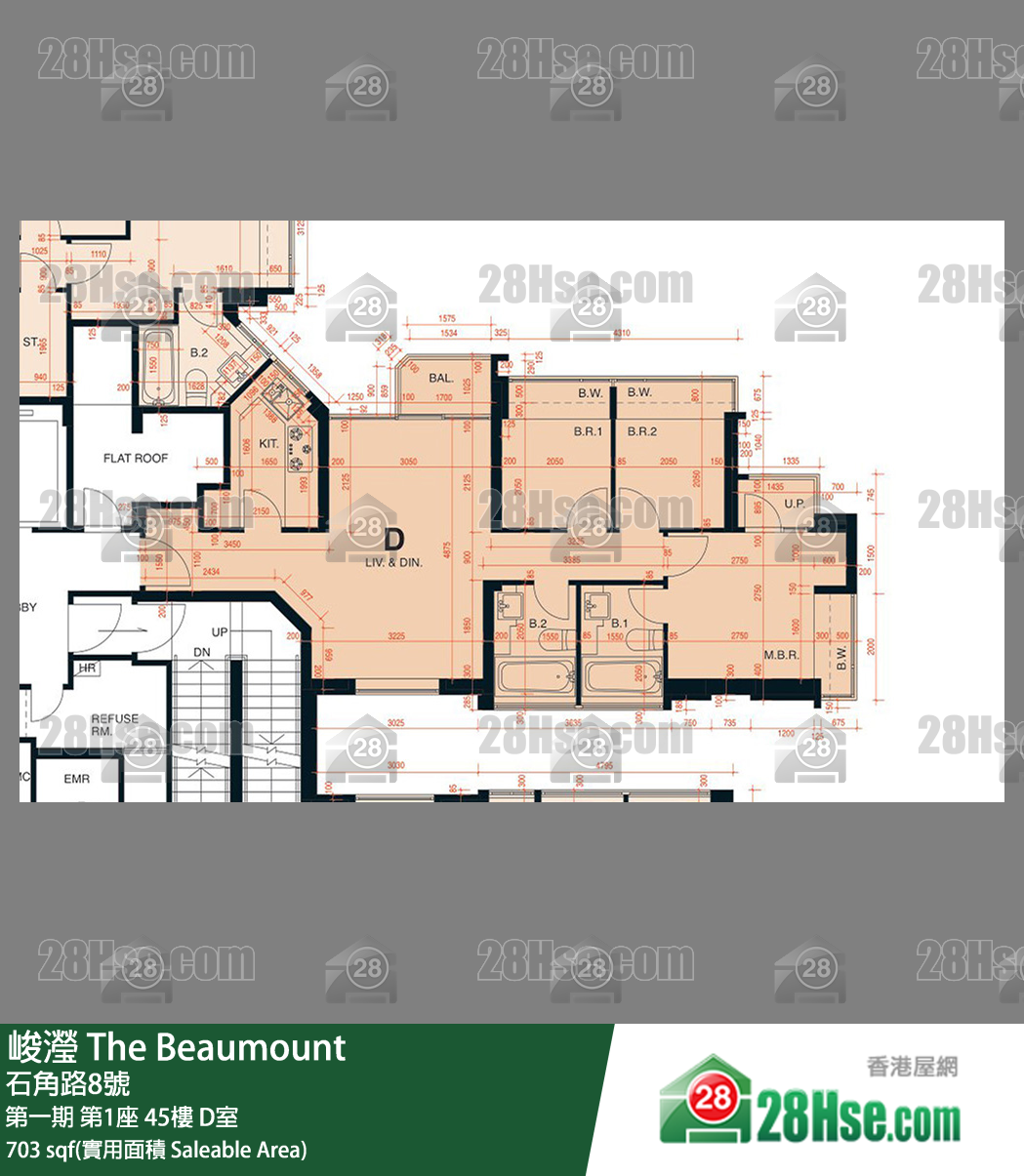 峻瀅 第一期第1座45樓 D室 平面圖