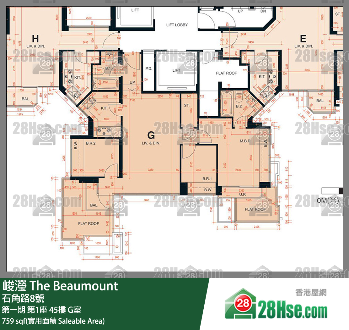 峻瀅 第一期第1座45樓 G室 平面圖