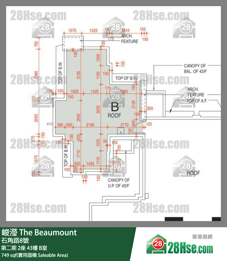 峻瀅 第二期2座43樓 B室 平面圖