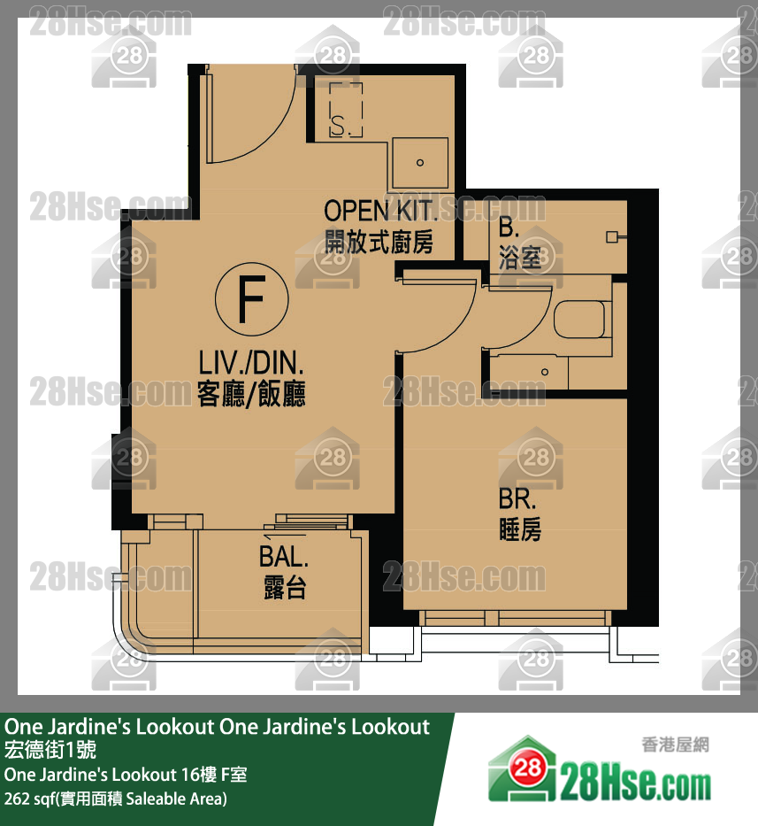 One Jardine's Lookout  One Jardine's Lookout 16樓 F室 平面圖