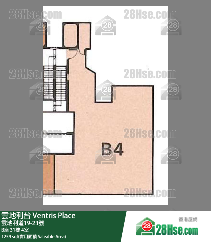 雲地利台 B座31樓 4室 平面圖
