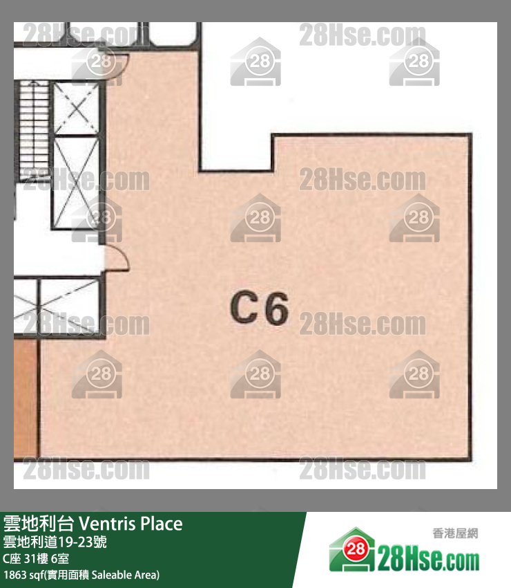 雲地利台 C座31樓 6室 平面圖
