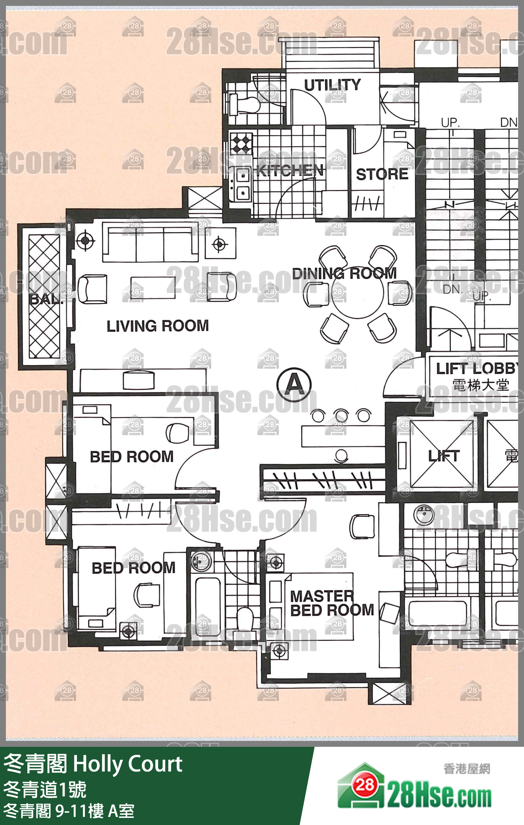 冬青阁 单位平面图(由 28Hse 提供)