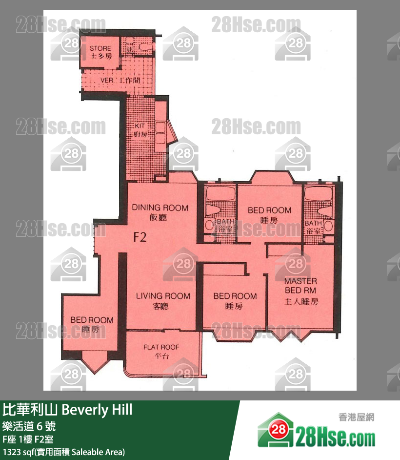 比華利山 F座1樓 F2室 平面圖