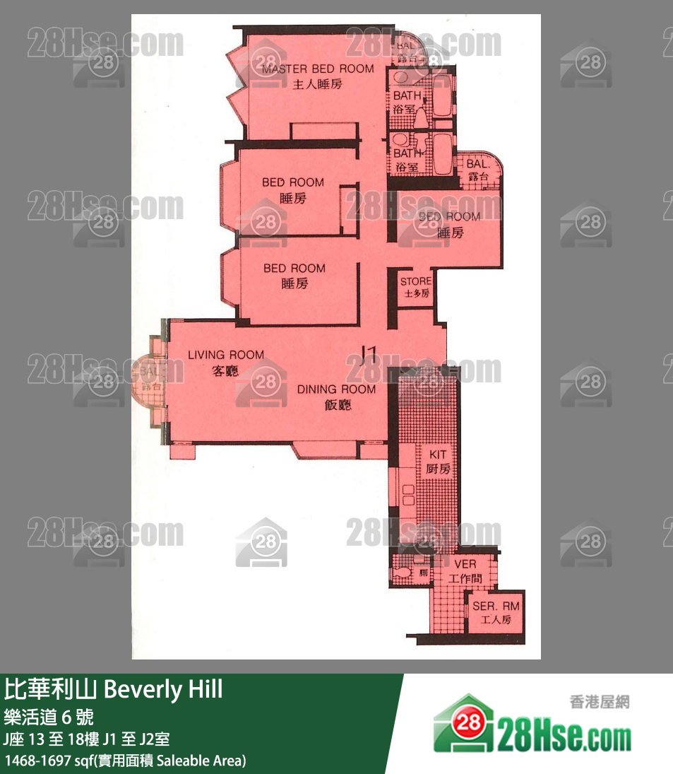 比華利山 J座 17樓 J1室 平面圖