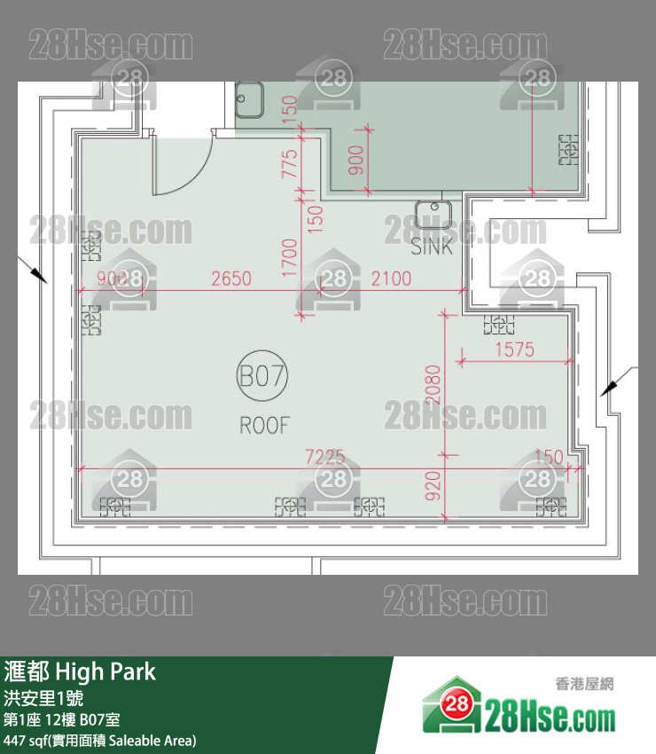 滙都 滙都I第1座12樓 B07室 平面圖