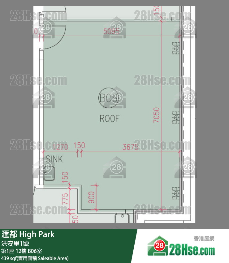 滙都 滙都I第1座12樓 B06室 平面圖