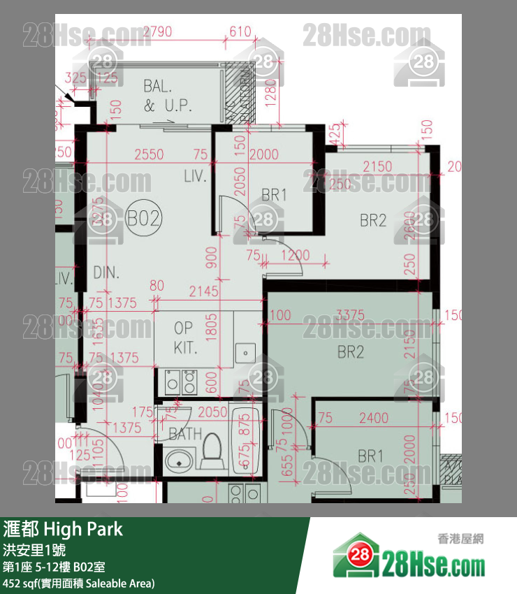 滙都 滙都I第1座12樓 B02室 平面圖