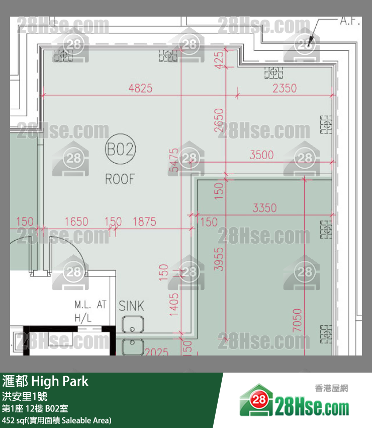 滙都 滙都I第1座12樓 B02室 平面圖