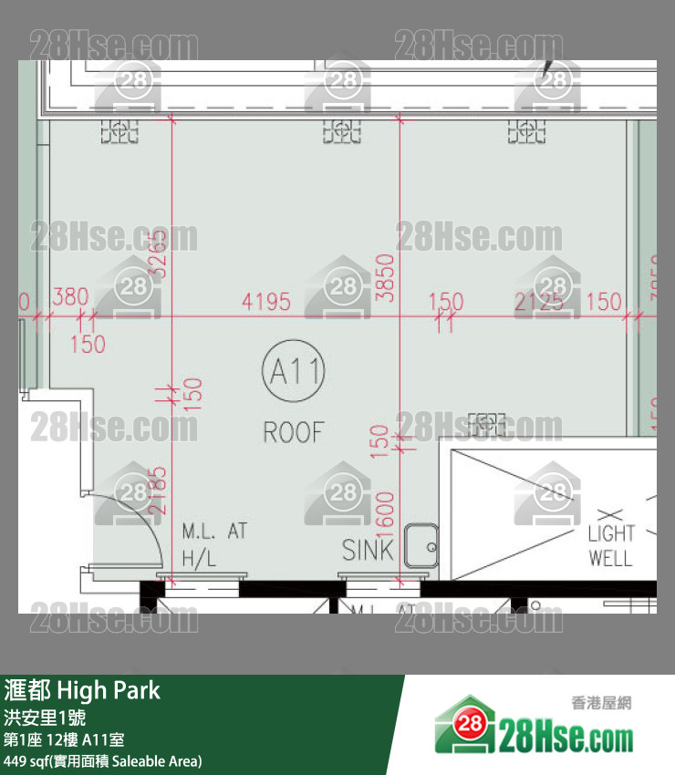 滙都 滙都I第1座12樓 A11室 平面圖