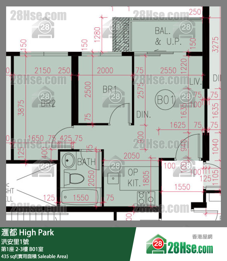 滙都 滙都I第1座2樓 B01室 平面圖