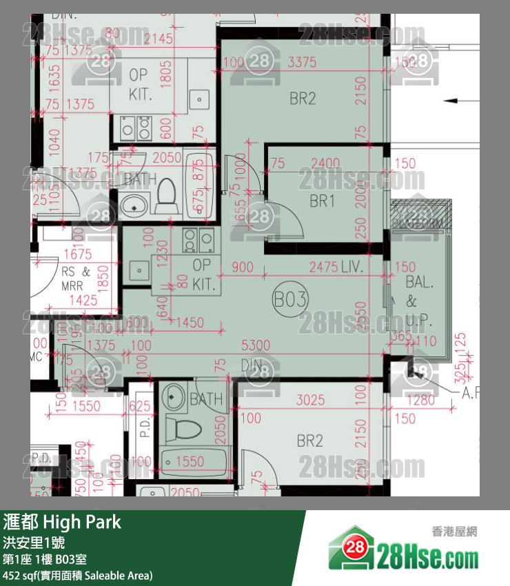 滙都 滙都I第1座1樓 B03室 平面圖