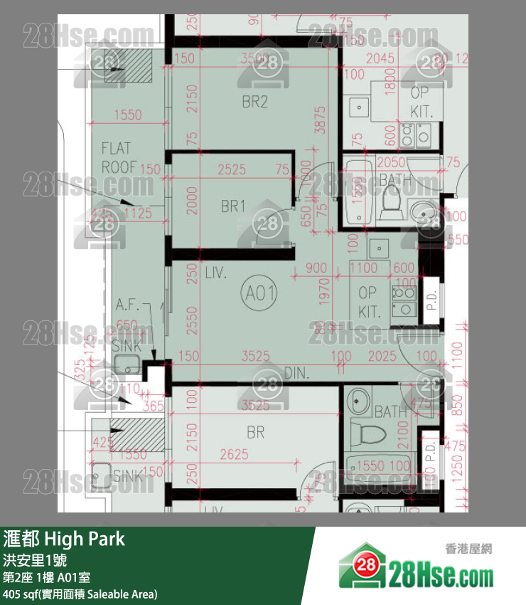 滙都 滙都I第2座1楼 A01室 平面图