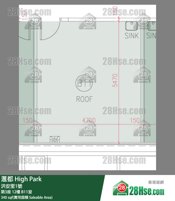 滙都 滙都I 第3座 12樓 B11室 平面圖