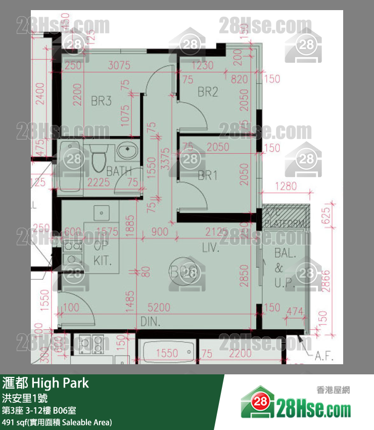 滙都 滙都I第3座7樓 B06室 平面圖