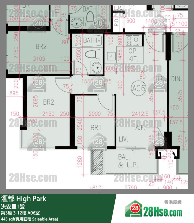 滙都 滙都I第3座6樓 A06室 平面圖