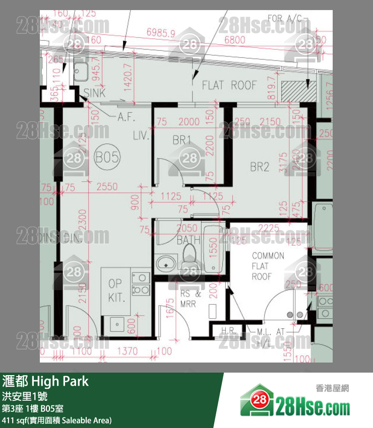 滙都 滙都I第3座1樓 B05室 平面圖